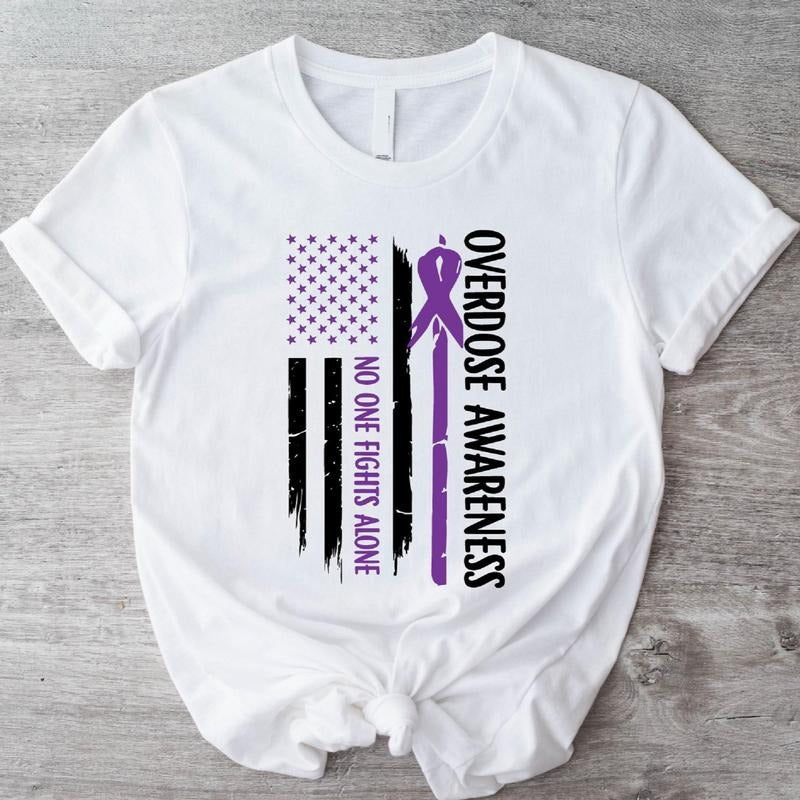 Overdose Awareness Day Flag Nobody Fights Alone - Adult & Kids T-Shirts, Sweatshirts & Hoodies apparel design preview 1