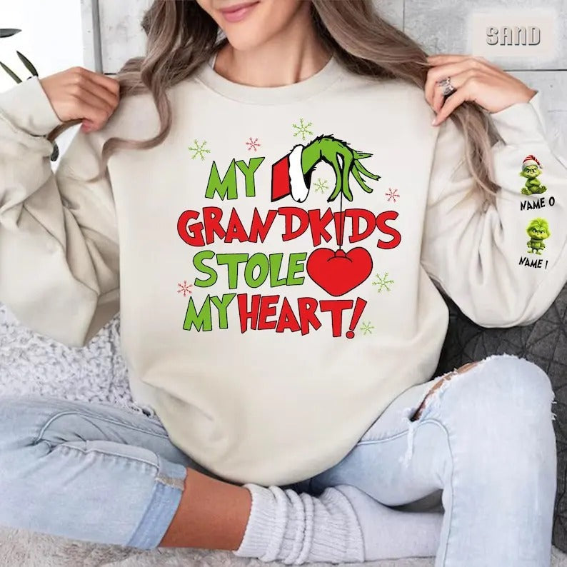 Custom My Grandkids Stole Me Heart Green Monster - Adult & Kids T-Shirts, Sweatshirts & Hoodies apparel design preview 1