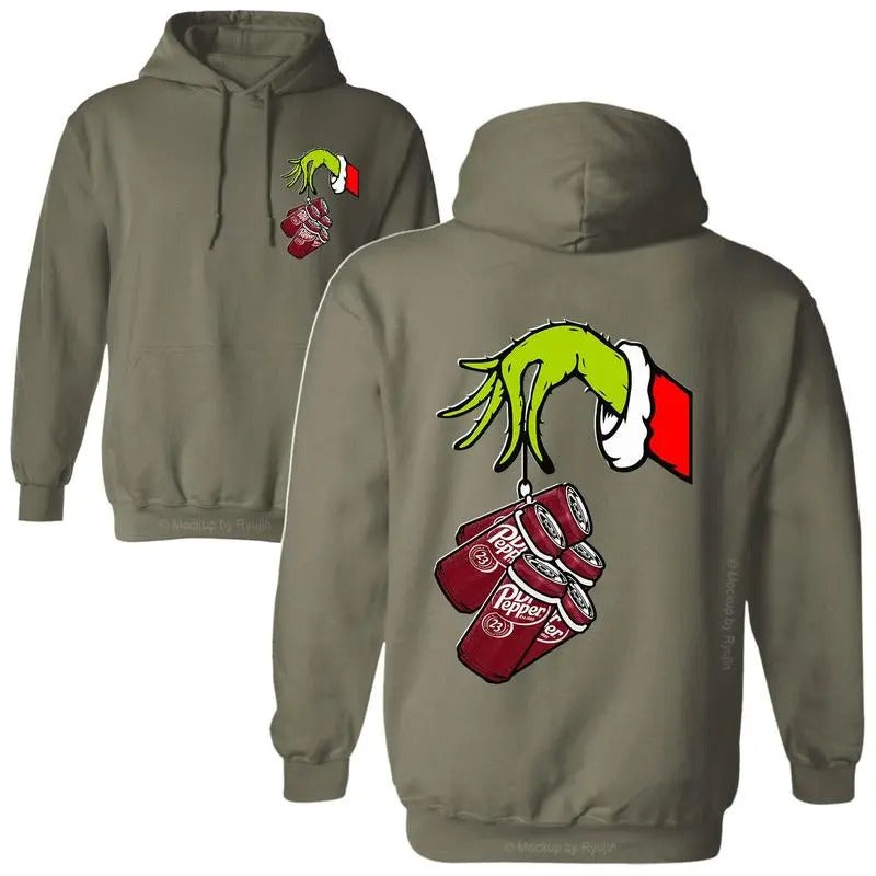 Dr Pepper Soda Grnnnch Hand Holding Cans Green Guy 2 - Adult & Kids T-Shirts, Sweatshirts & Hoodies apparel design preview 1