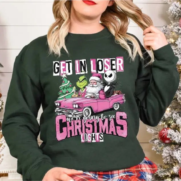 Get Loser We'Re Going See Lights Merry Santa Xmas - Adult & Kids T-Shirts, Sweatshirts & Hoodies apparel design preview 1
