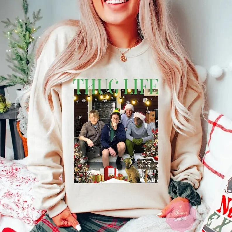 Thug Life Movie Friends Xmas 90s - Adult & Kids T-Shirts, Sweatshirts & Hoodies apparel design preview 1