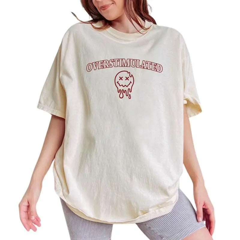 Overstimulated Funny Mom Sarcastic Mommy Comfy Fabric - Adult & Kids T-Shirts, Sweatshirts & Hoodies apparel design preview 1
