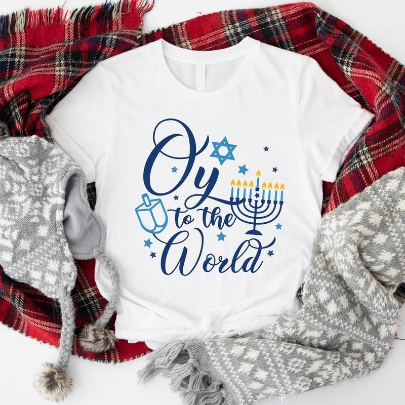 Oy World Funny Hanukkah Jewish Celebration Short - Adult & Kids T-Shirts, Sweatshirts & Hoodies apparel design preview 1