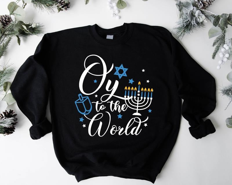 Oy World Funny Hanukkah Jewish Celebration Menorah - Adult & Kids T-Shirts, Sweatshirts & Hoodies apparel design preview 1