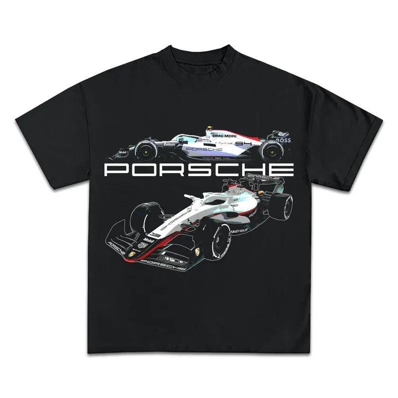 P*RSCHE F1 RACING Bootleg Vintage 90s Casual Classic - Adult & Kids T-Shirts, Sweatshirts & Hoodies apparel design preview 1