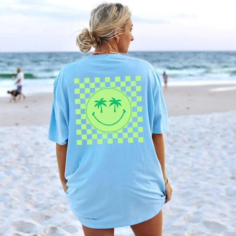 Palm Tree Smily Coconut Girl Clothes Preppy Summer - Adult & Kids T-Shirts, Sweatshirts & Hoodies apparel design preview 1