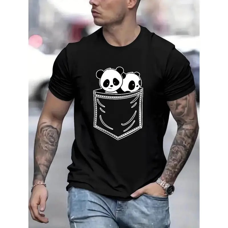 Panda Bears Faux Pocket Print Casual Short Sleeve - Adult & Kids T-Shirts, Sweatshirts & Hoodies apparel design preview 1