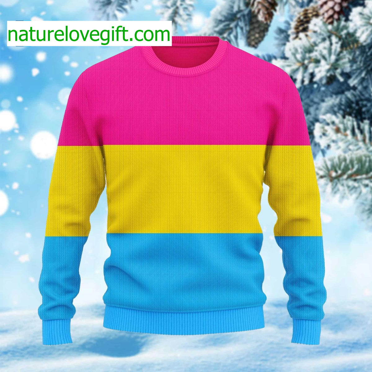Pansexual Pride Flag Ugly Christmas Sweater - Holiday Gift product image