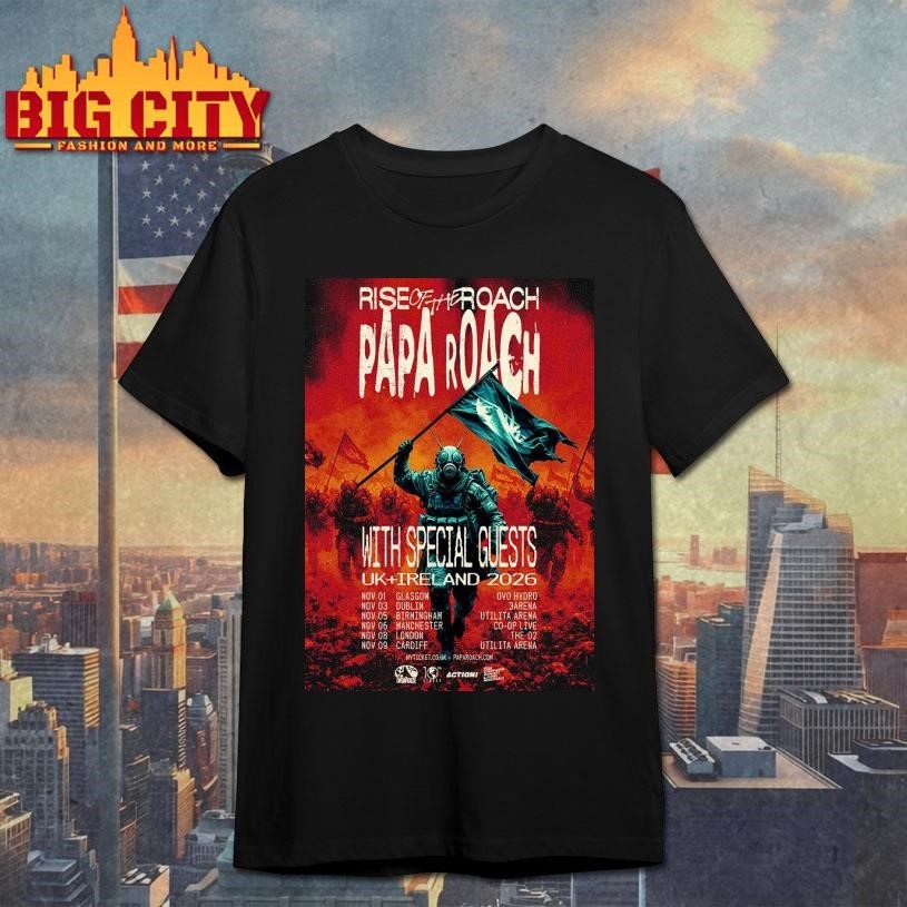 Papa Roach Rise Of The UK And Ireland 2026 Schedule - Adult & Kids T-Shirts, Sweatshirts & Hoodies apparel design preview 1