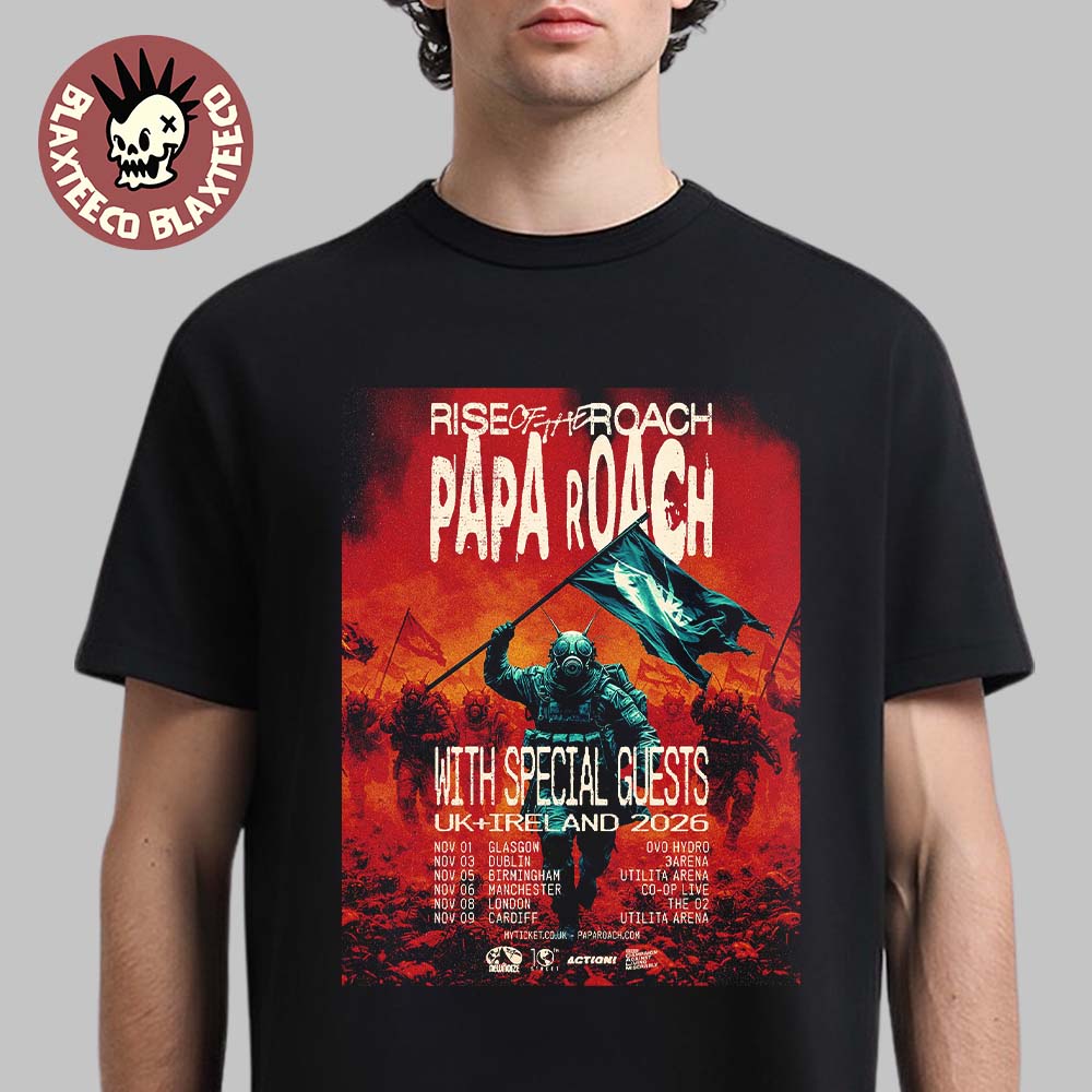 Papa Roach Rise Of The UK And Ireland 2026 Tour - Adult & Kids T-Shirts, Sweatshirts & Hoodies apparel design preview 1