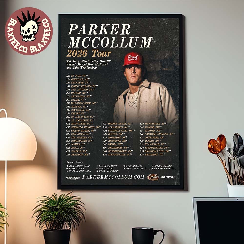 Parker McCollum 2026 Tour North America Schedule - Adult & Kids T-Shirts, Sweatshirts & Hoodies apparel design preview 1