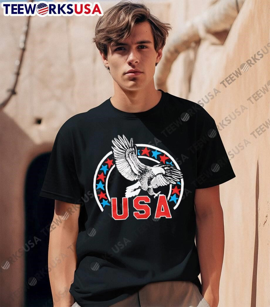 Patriotic Apparel Eagle Soaring USA Flag Stars - Adult & Kids T-Shirts, Sweatshirts & Hoodies apparel design preview 1