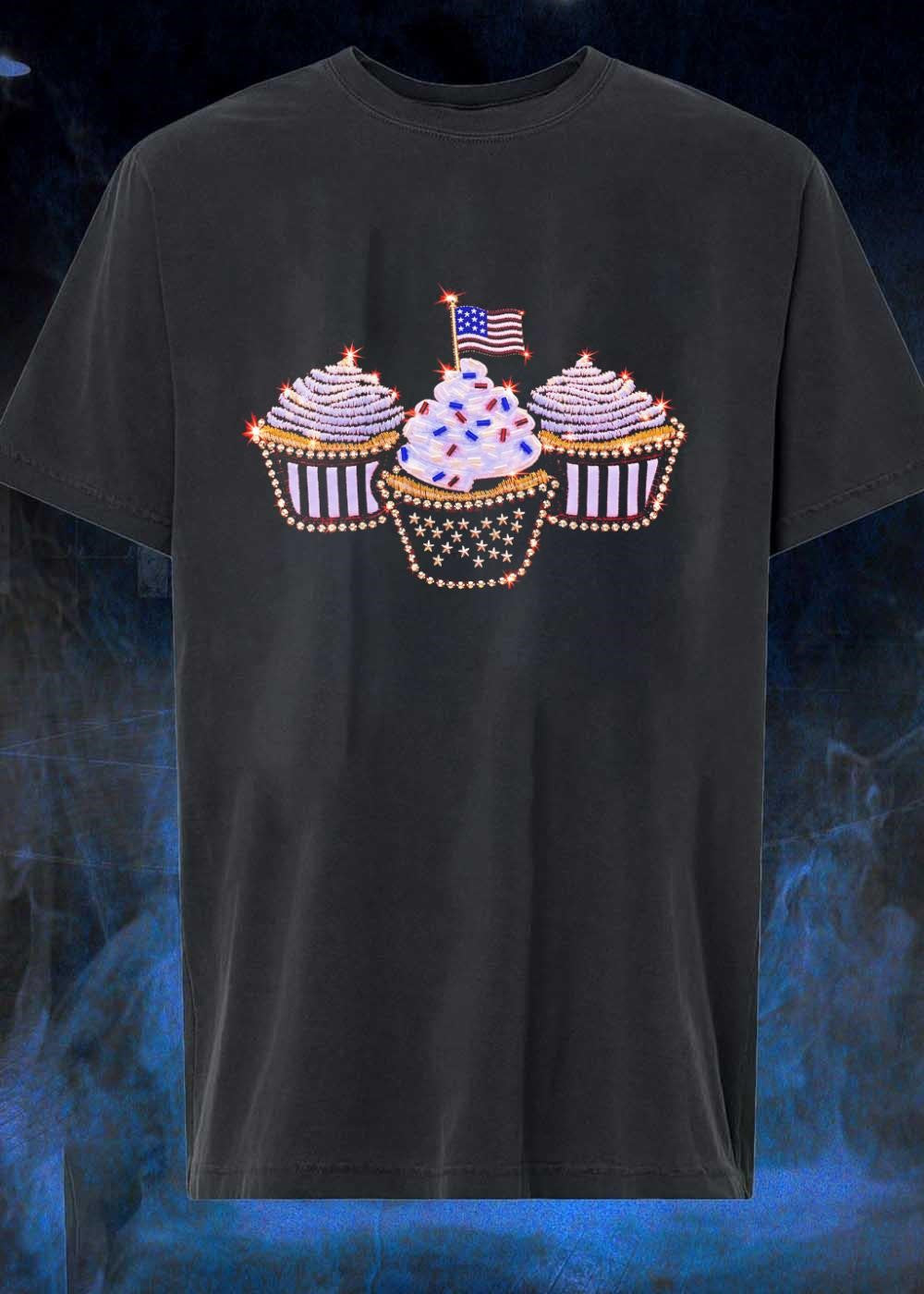 Patriotic Beaded Decor American Flag Cupcake - Adult & Kids T-Shirts, Sweatshirts & Hoodies apparel design preview 1