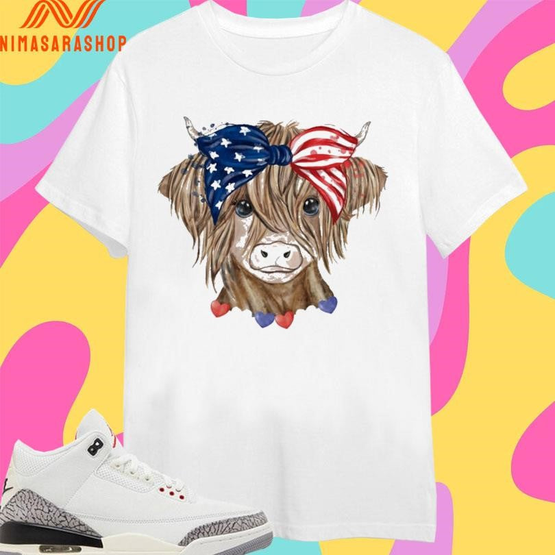 Patriotic Highland Cow - Adult & Kids T-Shirts, Sweatshirts & Hoodies apparel design preview 1