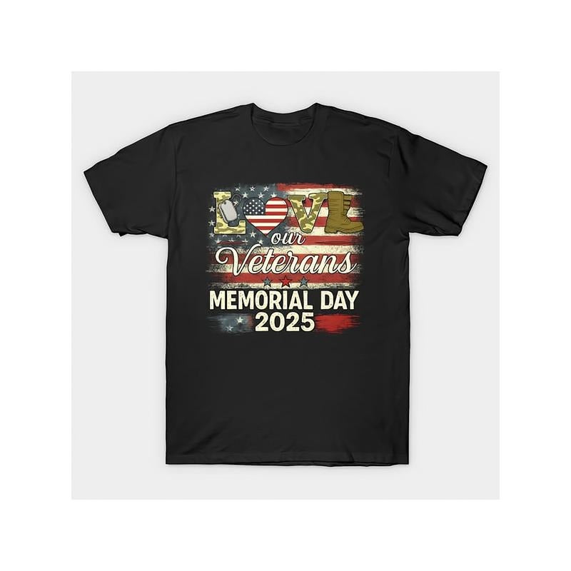 Patriotic Memorial Day 2025 "Love Our Veterans" - Adult & Kids T-Shirts, Sweatshirts & Hoodies apparel design preview 1