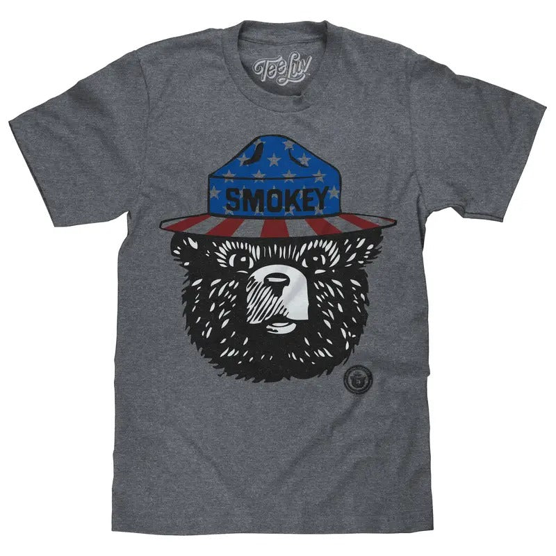 Patriotic Smokey Bear Gray - Adult & Kids T-Shirts, Sweatshirts & Hoodies apparel design preview 1