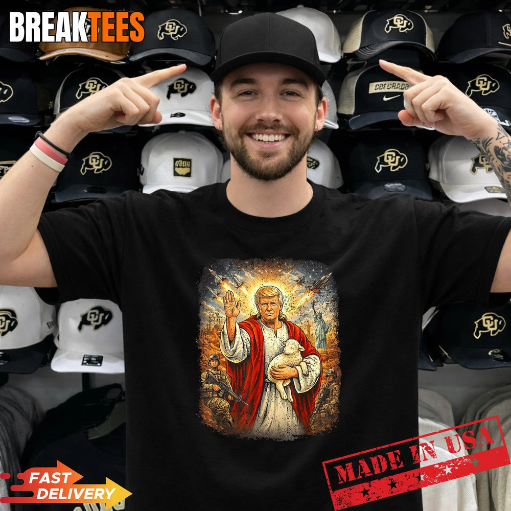 Patriotic Trump Jesus Christian Healer Savior Faith - Adult & Kids T-Shirts, Sweatshirts & Hoodies apparel design preview 1