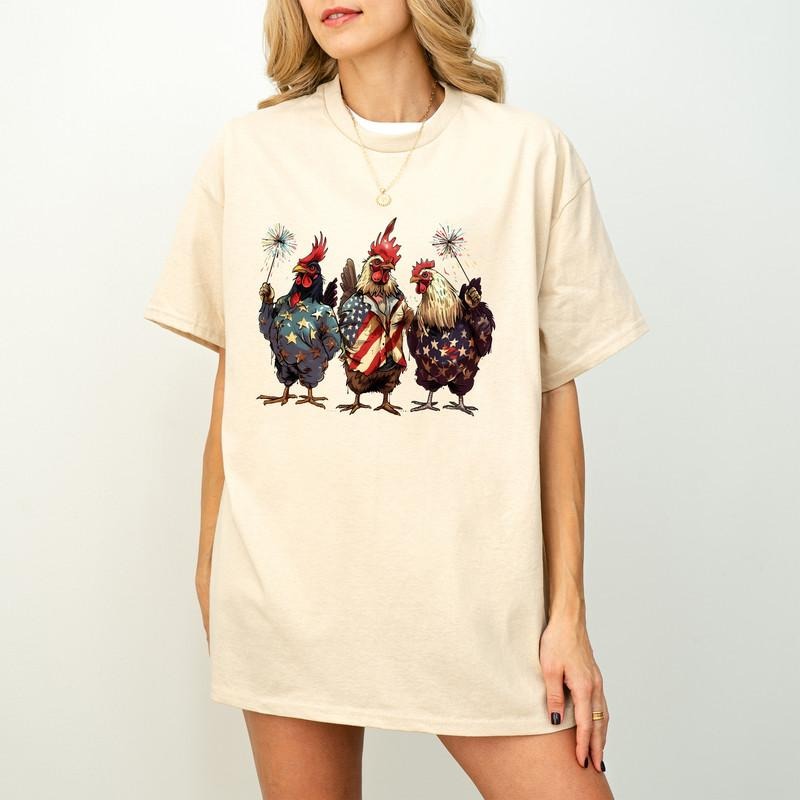 Patriotic USA Chicken Retro American 4th July - Adult & Kids T-Shirts, Sweatshirts & Hoodies apparel design preview 1