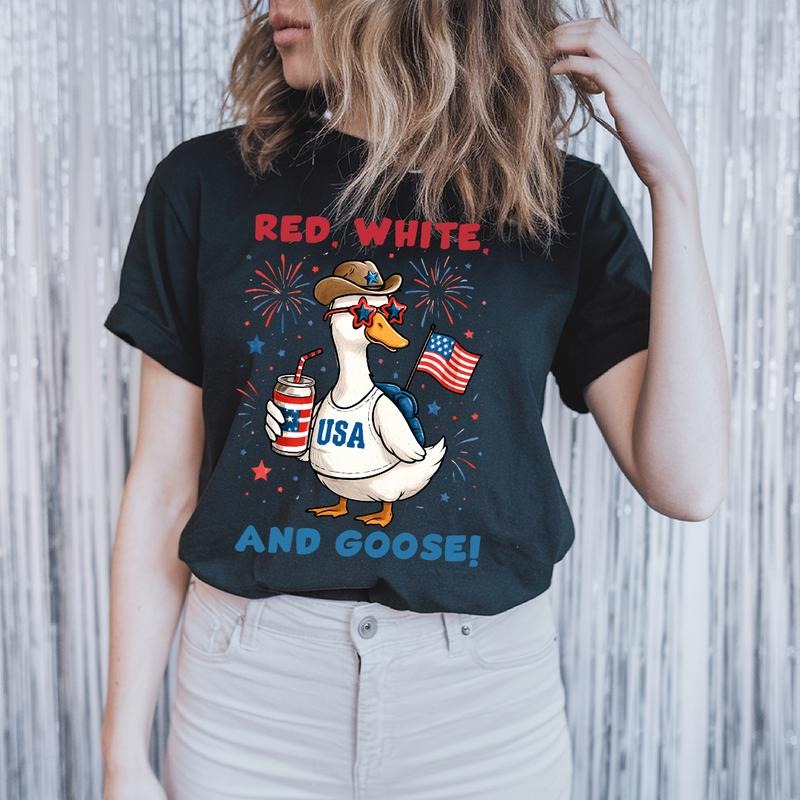 Patriotic Fun "Red White Goose!" Slogan Festive - Adult & Kids T-Shirts, Sweatshirts & Hoodies apparel design preview 1