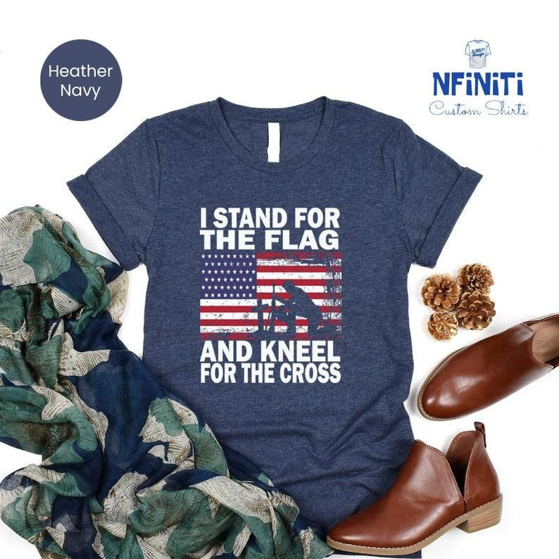 Patriotic American Flag 4th July USA I Stand Kneel - Adult & Kids T-Shirts, Sweatshirts & Hoodies apparel design preview 1