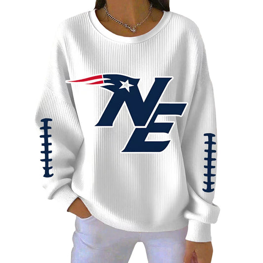 WHITE-Patriot NE Football Pit Striped Sweatshirt 3D Sweater - Gift for Sports & Hobby Fans product image
