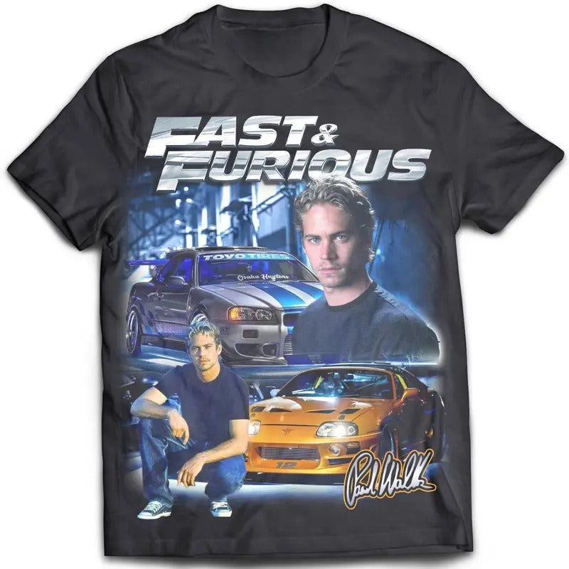 PauI WaIker VINTAGE Fast&Furious Street Racing JDM - Adult & Kids T-Shirts, Sweatshirts & Hoodies apparel design preview 1