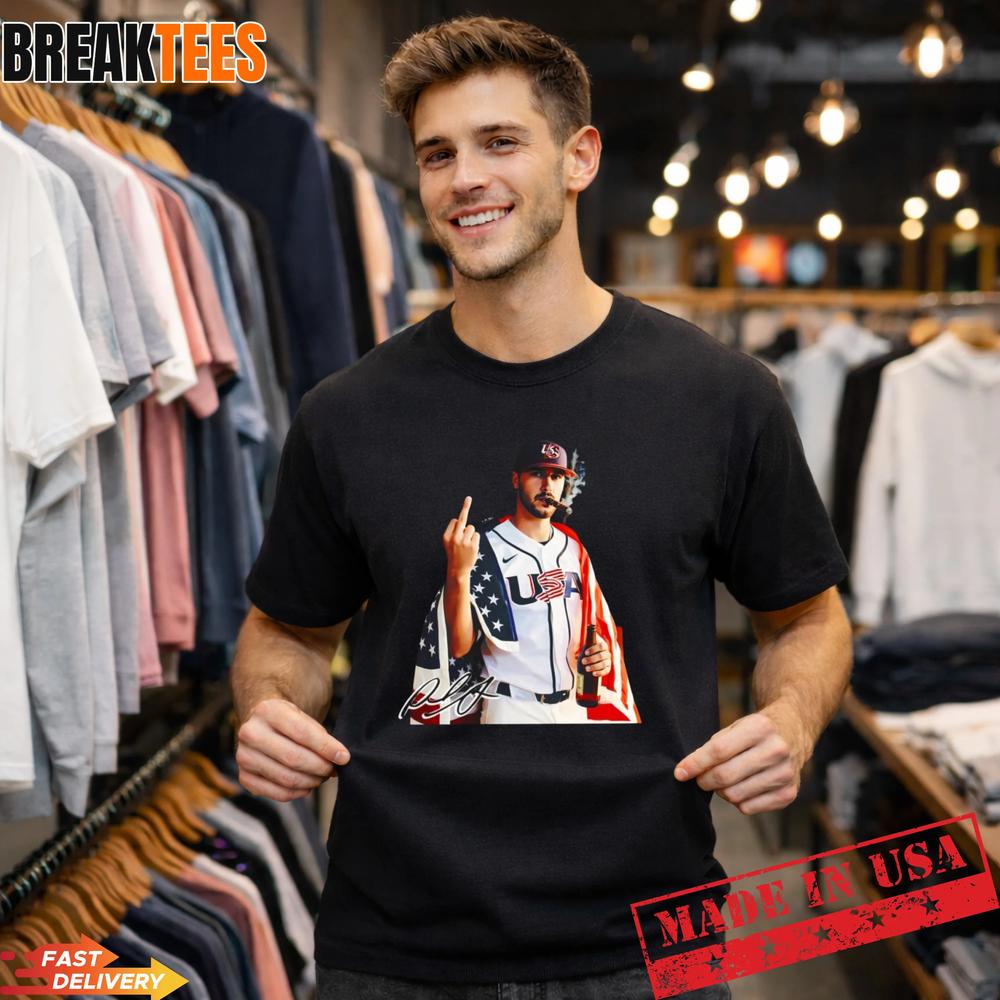 Bold Paul Skenes USA Baseball Smoking And Middle - Adult & Kids T-Shirts, Sweatshirts & Hoodies apparel design preview 1