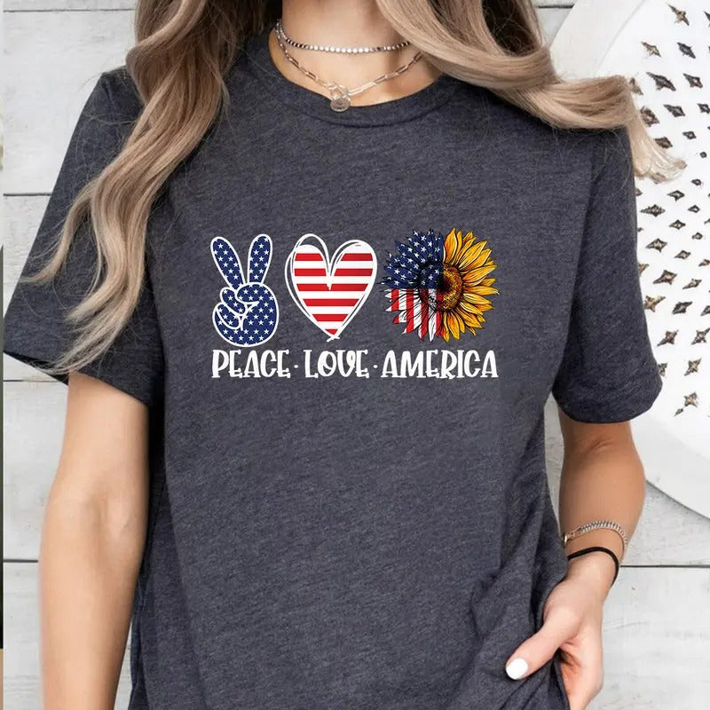 Peace Love America 4th July Independence Day - Adult & Kids T-Shirts, Sweatshirts & Hoodies apparel design preview 1