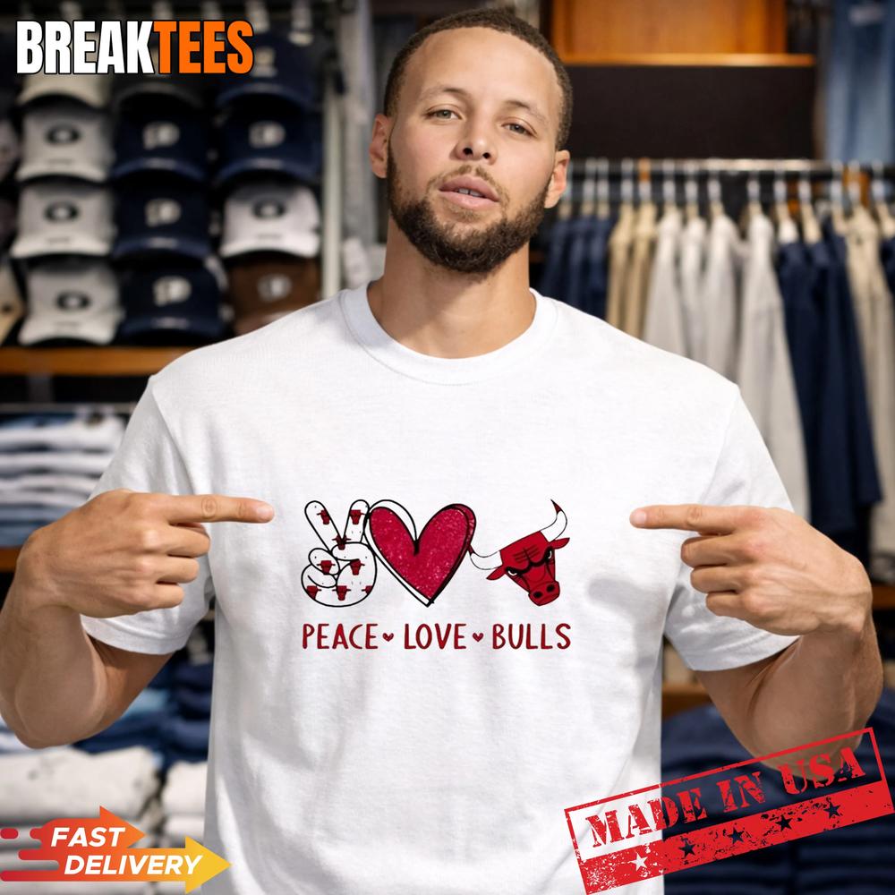 Peace Love Chicago Bulls NBA - Adult & Kids T-Shirts, Sweatshirts & Hoodies apparel design preview 1