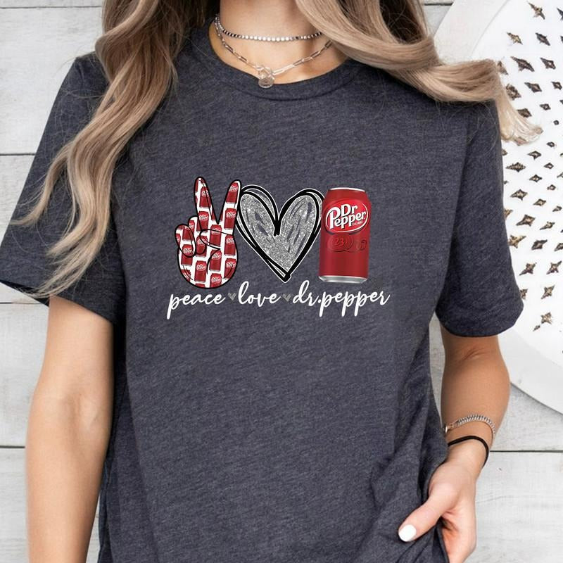 Peace Love Dr Pepper Soda Cute Funny Halloween - Adult & Kids T-Shirts, Sweatshirts & Hoodies apparel design preview 1