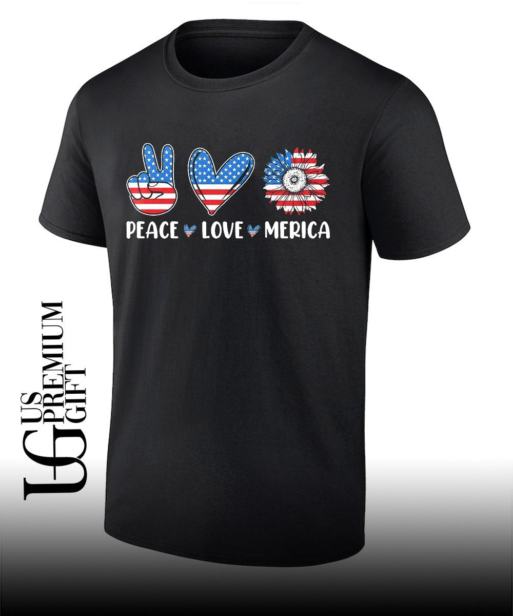 Peace Love Merica 4th of July 2026 - Adult & Kids T-Shirts, Sweatshirts & Hoodies apparel design preview 1