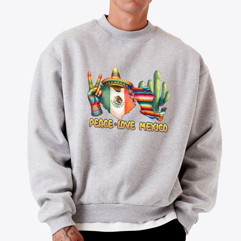Peace Love Mexico Map Mexican Flag Travel Lovers - Adult & Kids T-Shirts, Sweatshirts & Hoodies apparel design preview 1