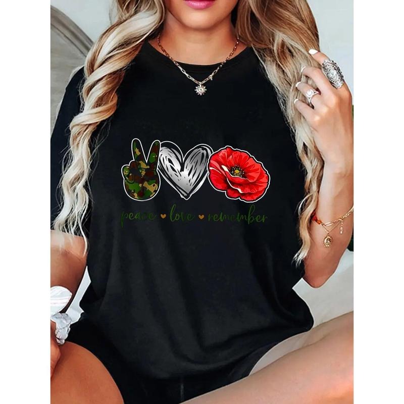 Peace Love Remember Red Poppy Flower Soldier Veteran - Adult & Kids T-Shirts, Sweatshirts & Hoodies apparel design preview 1