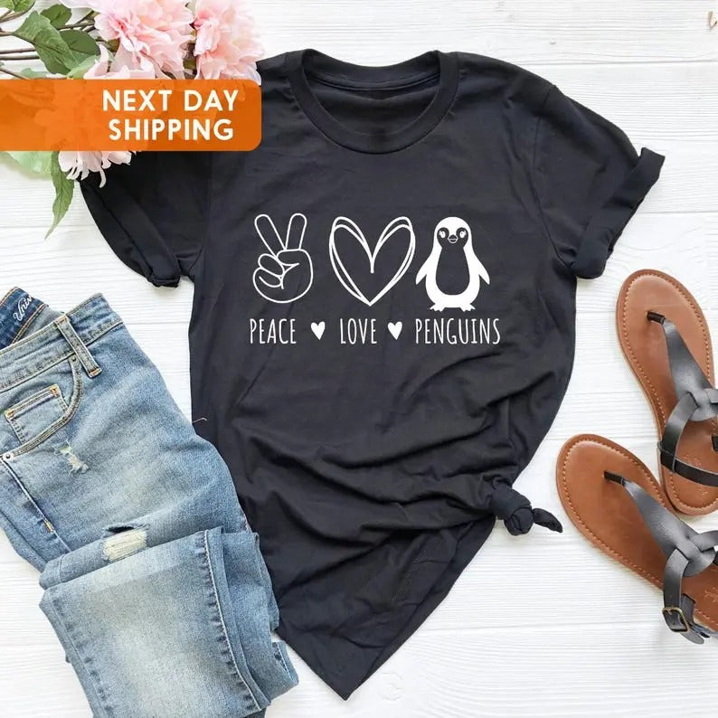 Peace Love Lover Penguins Fan Penguin Her - Adult & Kids T-Shirts, Sweatshirts & Hoodies apparel design preview 1