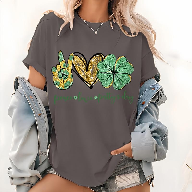 Peace Love St Patricks Day Pattern Tops Gnomes Irish - Adult & Kids T-Shirts, Sweatshirts & Hoodies apparel design preview 1