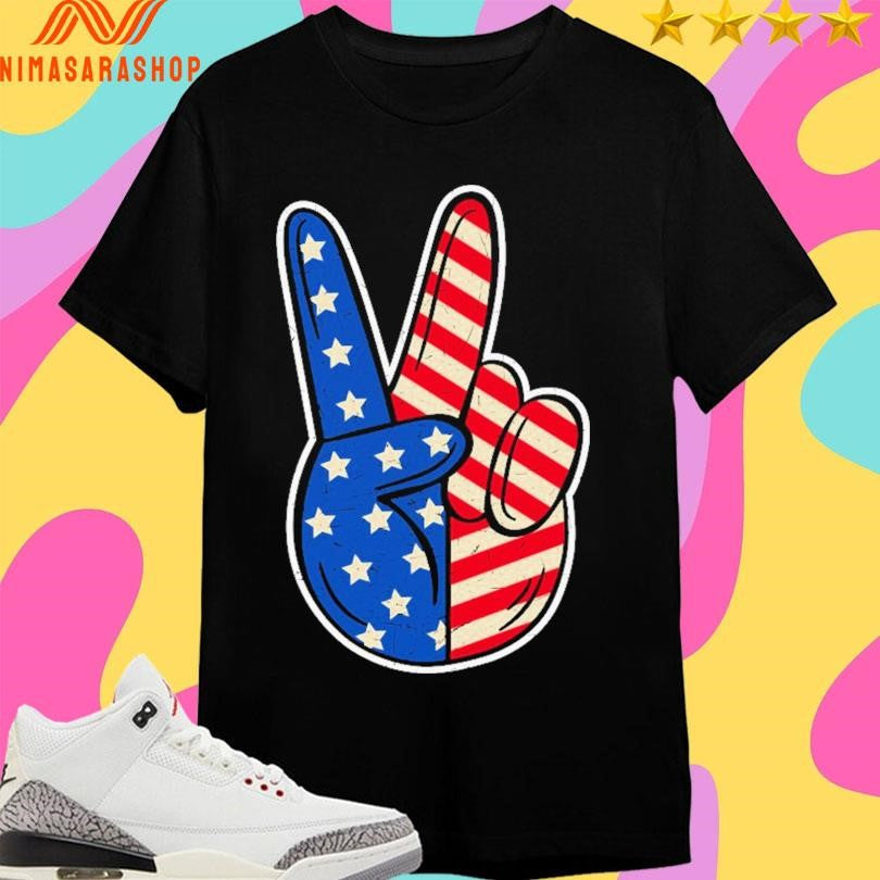 Peace Sign American Flag - Adult & Kids T-Shirts, Sweatshirts & Hoodies apparel design preview 1