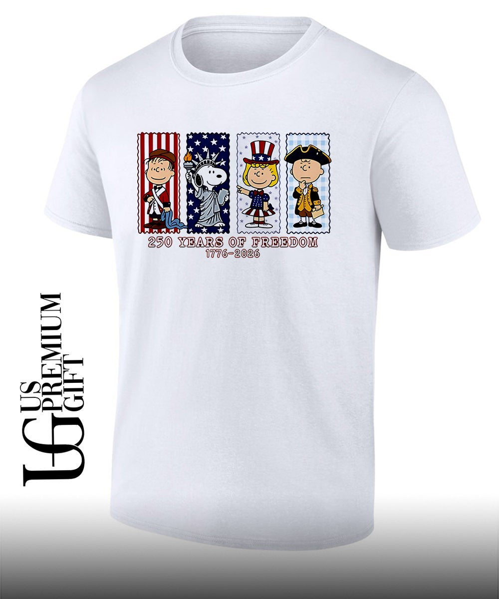 Peanuts 250 years of freedom America 1776-2026 - Adult & Kids T-Shirts, Sweatshirts & Hoodies apparel design preview 1