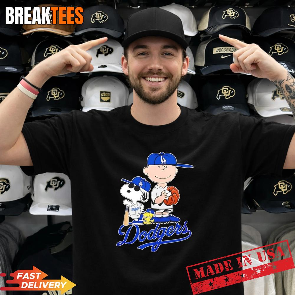 Peanuts characters x Los Angeles Dodgers MLB 2026 - Adult & Kids T-Shirts, Sweatshirts & Hoodies apparel design preview 1