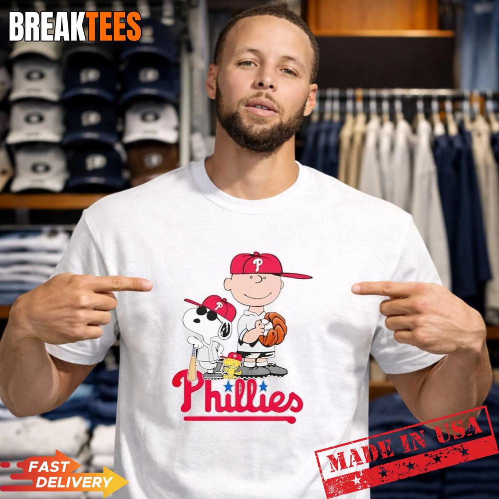 Peanuts characters x Philadelphia Phillies MLB 2026 - Adult & Kids T-Shirts, Sweatshirts & Hoodies apparel design preview 1