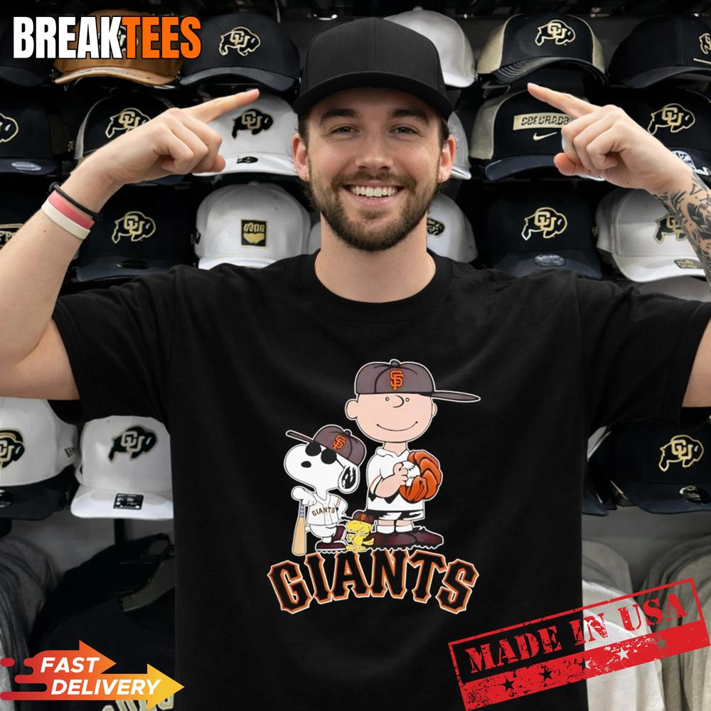 Peanuts characters x San Francisco Giants MLB 2026 - Adult & Kids T-Shirts, Sweatshirts & Hoodies apparel design preview 1