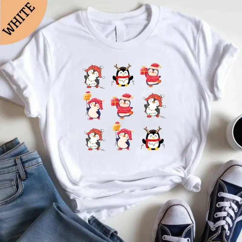 Penguin Merry Xmas Light Lover New Year - Adult & Kids T-Shirts, Sweatshirts & Hoodies apparel design preview 1