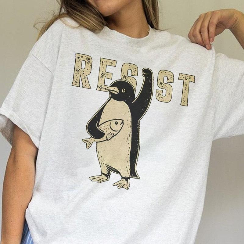 Penguin Resist Unique Fish Soft Cotton Casual Protest - Adult & Kids T-Shirts, Sweatshirts & Hoodies apparel design preview 1