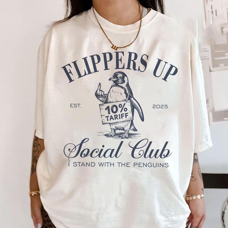 Penguins Flippers Up Social Club I Stand Funny - Adult & Kids T-Shirts, Sweatshirts & Hoodies apparel design preview 1