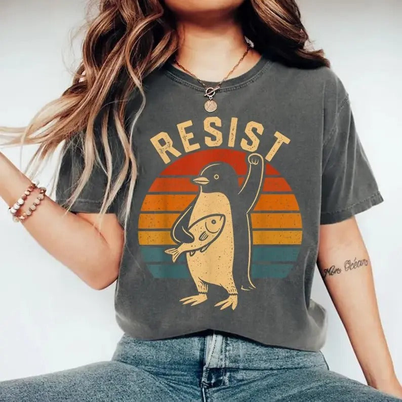 Penguins Resist Against Tariffs Funny Social Justice - Adult & Kids T-Shirts, Sweatshirts & Hoodies apparel design preview 1