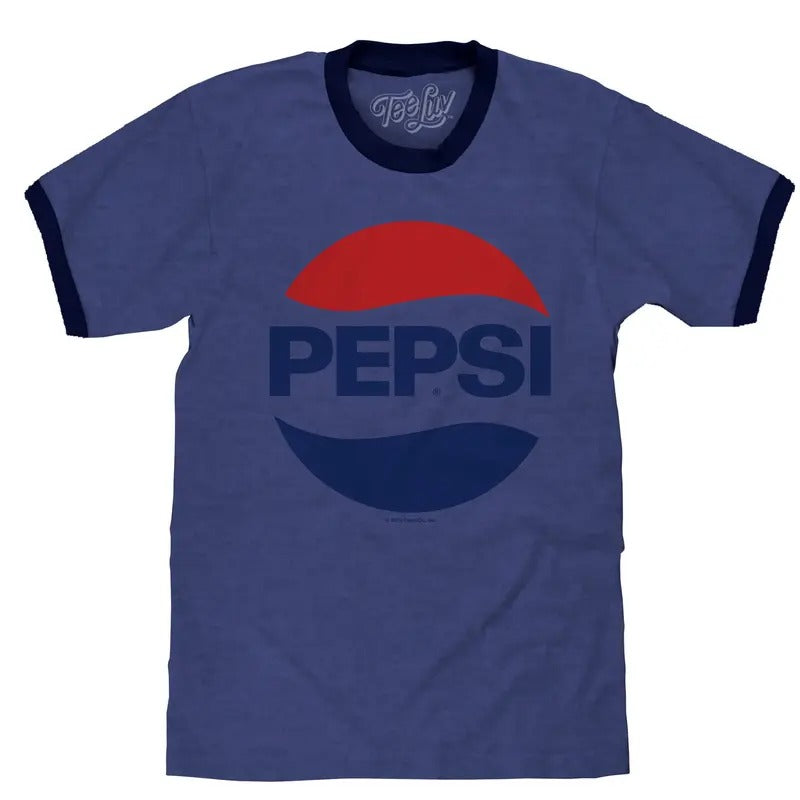 Pepsi Logo Ringer Blue - Adult & Kids T-Shirts, Sweatshirts & Hoodies apparel design preview 1