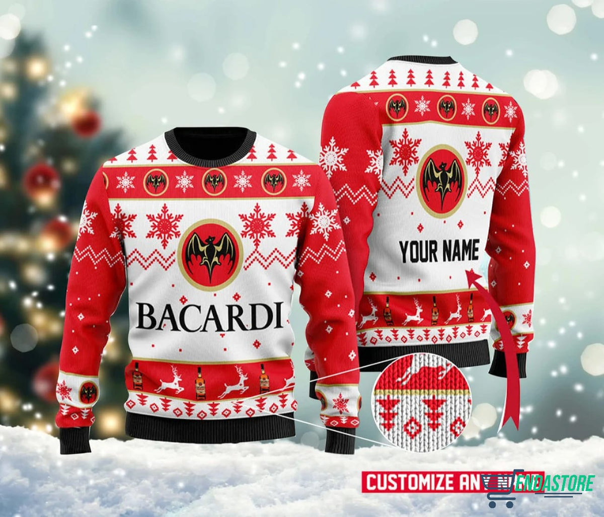 Personalized Custom Name Bacardi 3D Ugly Christmas Sweater - Holiday Gift product image