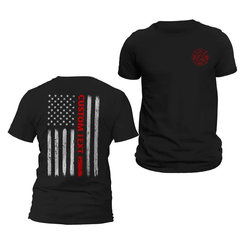 Personalized Custom Text Thin Red Firefighter Classic - Adult & Kids T-Shirts, Sweatshirts & Hoodies apparel design preview 1