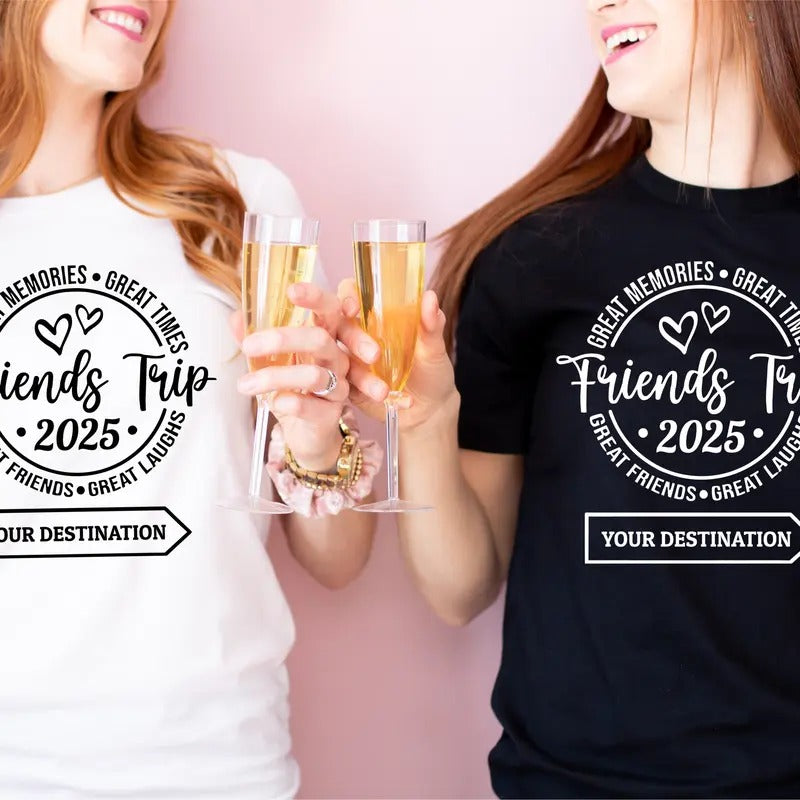 Personalized Friends Trip 2025 Vacation Matching - Adult & Kids T-Shirts, Sweatshirts & Hoodies apparel design preview 1