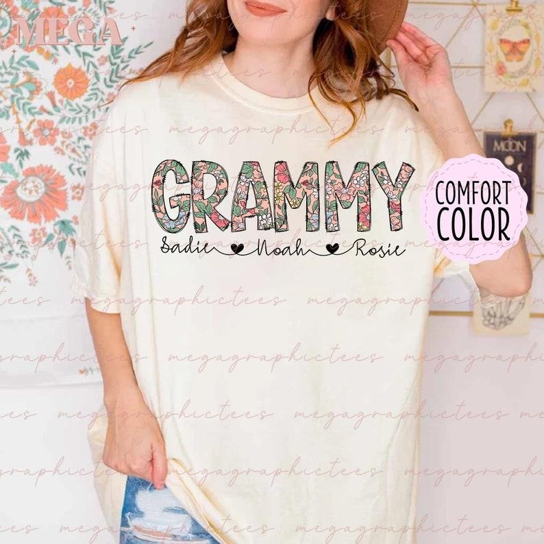 Personalized Grammy Comfort Colors Grandma Flower - Adult & Kids T-Shirts, Sweatshirts & Hoodies apparel design preview 1