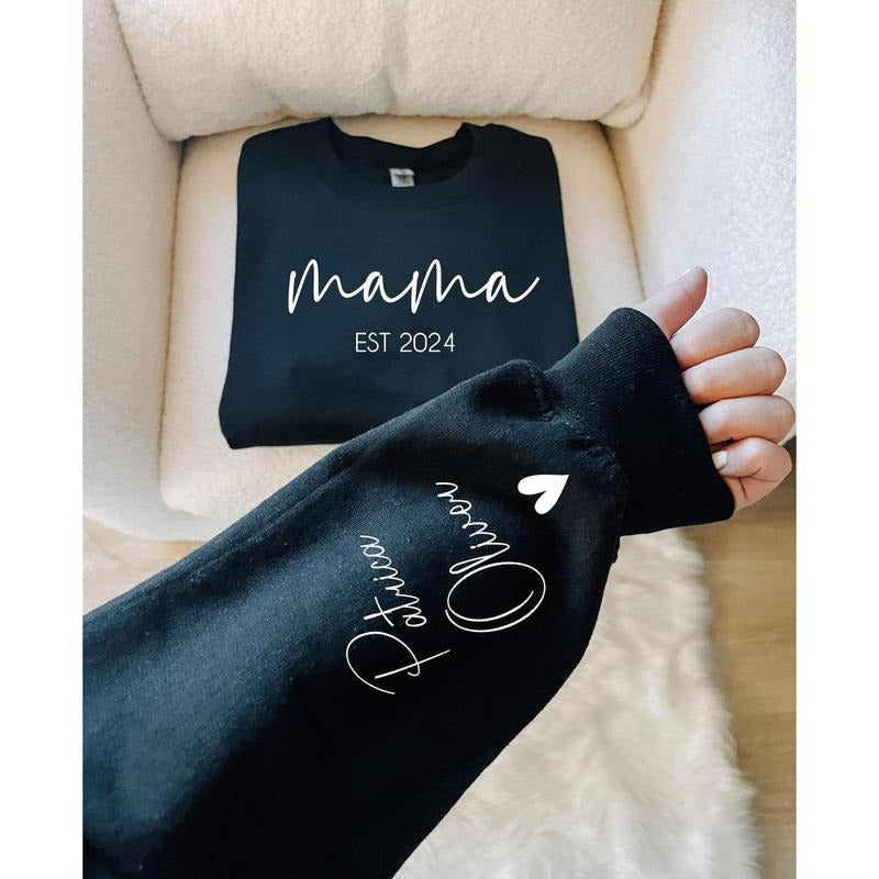 Personalized Mama Names Sleeve Est Date Mom Custom - Adult & Kids T-Shirts, Sweatshirts & Hoodies apparel design preview 1